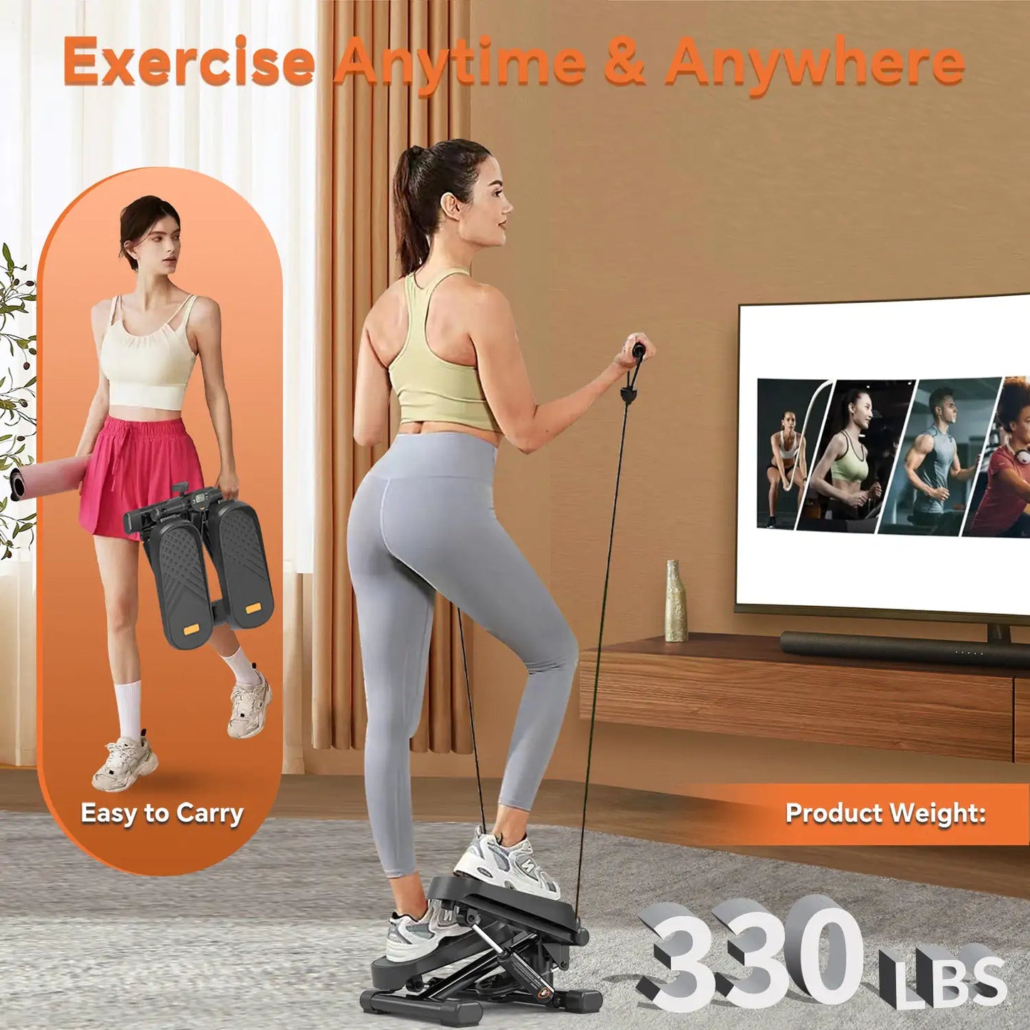 Mini Stepper with Resistance Bands