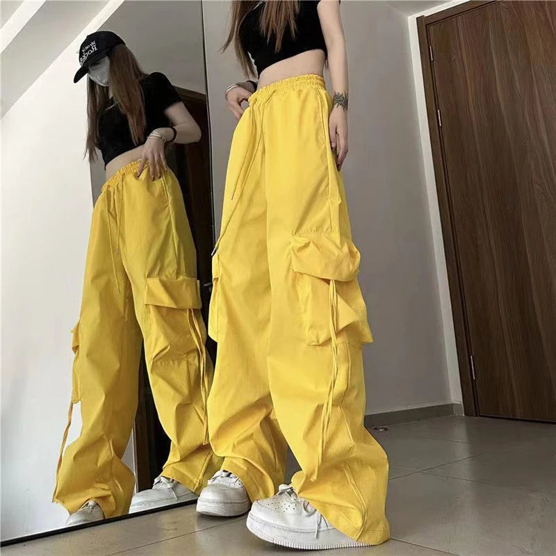 Women’s High Waist Y2K Cargo Pants with Big Pockets