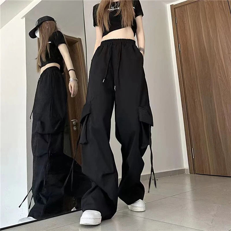 Women’s High Waist Y2K Cargo Pants with Big Pockets