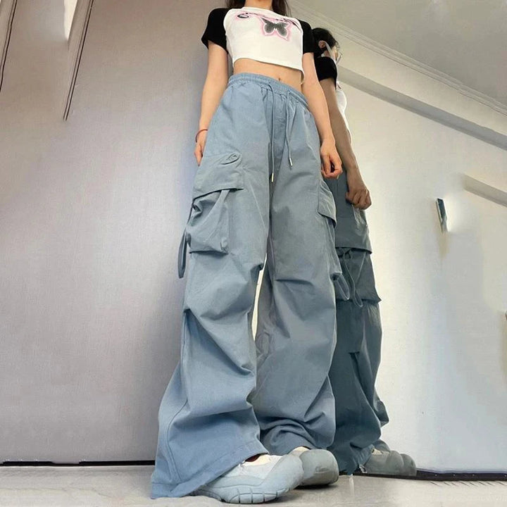 Women’s High Waist Y2K Cargo Pants with Big Pockets