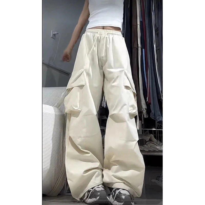 Women’s High Waist Y2K Cargo Pants with Big Pockets