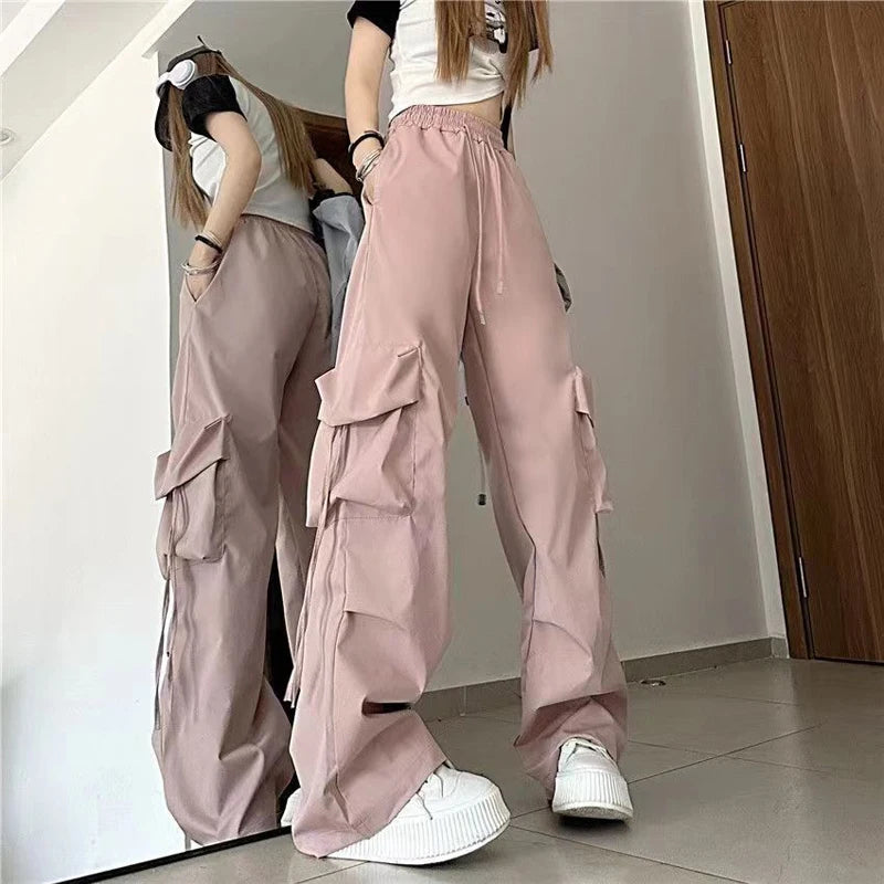 Women’s High Waist Y2K Cargo Pants with Big Pockets