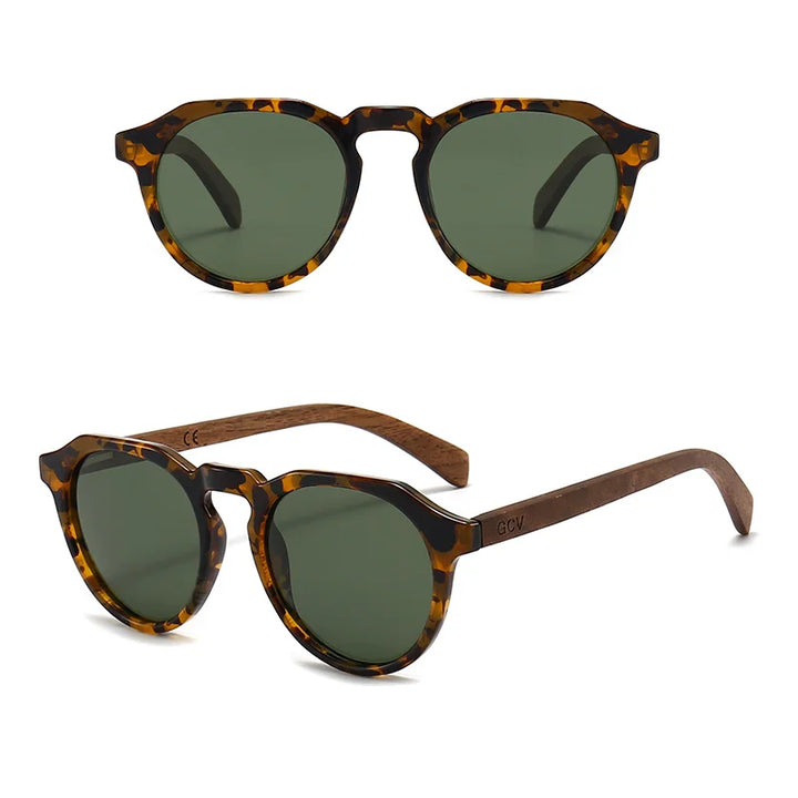 GCV Walnut Wood Hawksbill Polarized Sunglasses