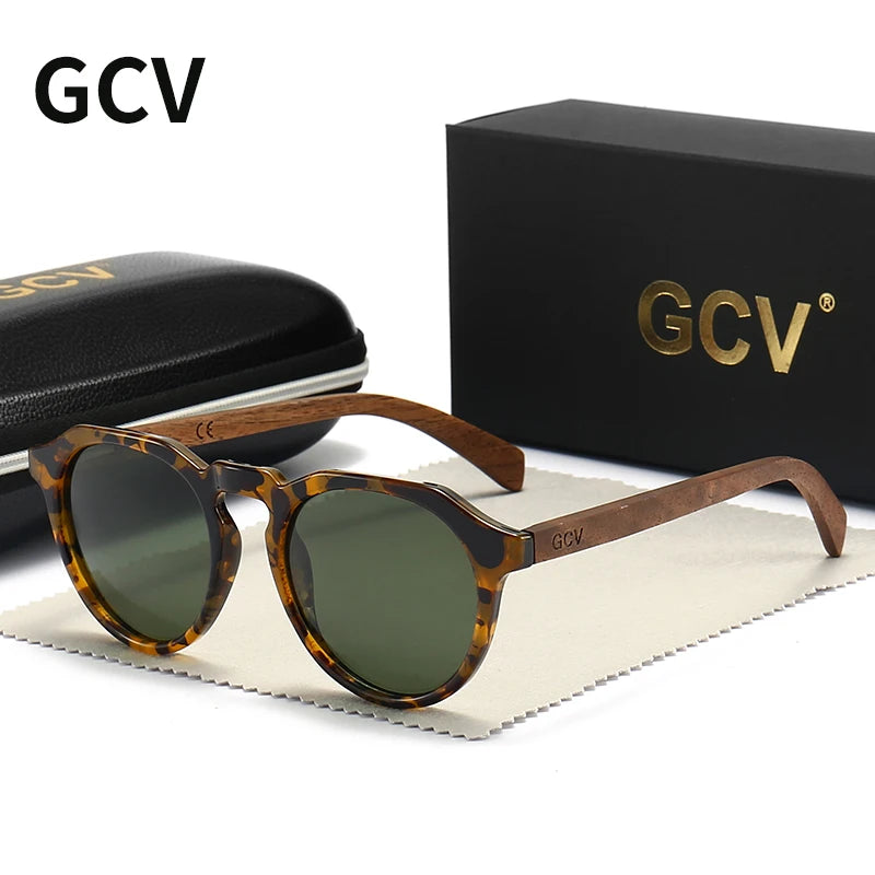 GCV Walnut Wood Hawksbill Polarized Sunglasses