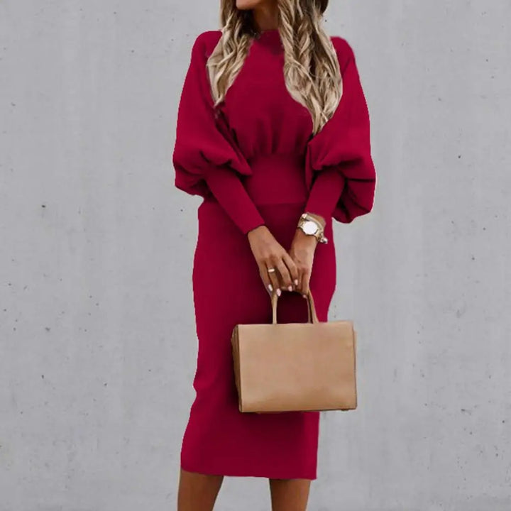 Solid Color Bodycon Midi Dress