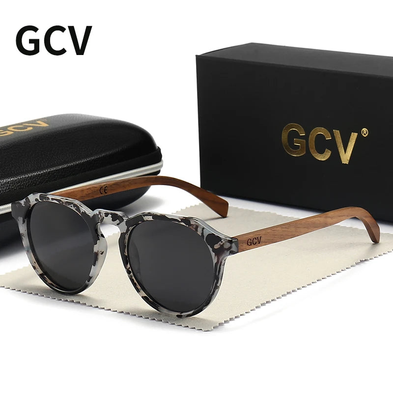 GCV Walnut Wood Hawksbill Polarized Sunglasses