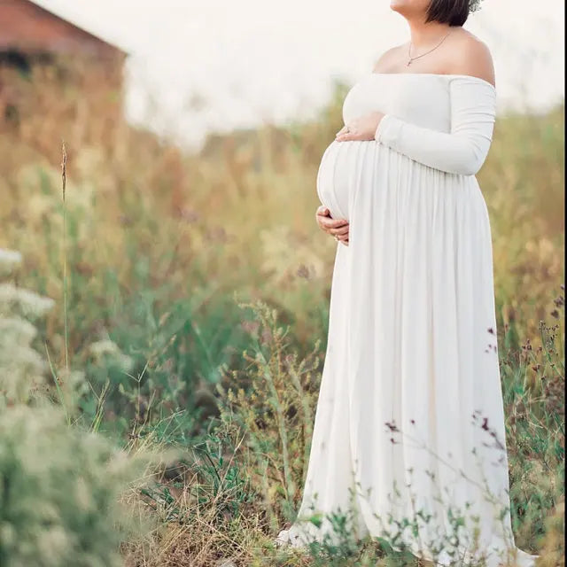 V-Neck Long Tail Maternity Dress