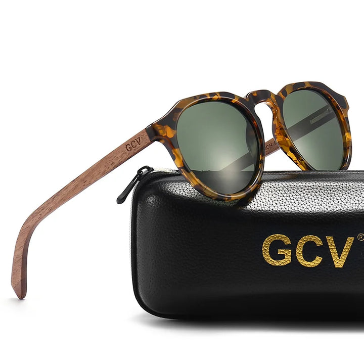 GCV Walnut Wood Hawksbill Polarized Sunglasses