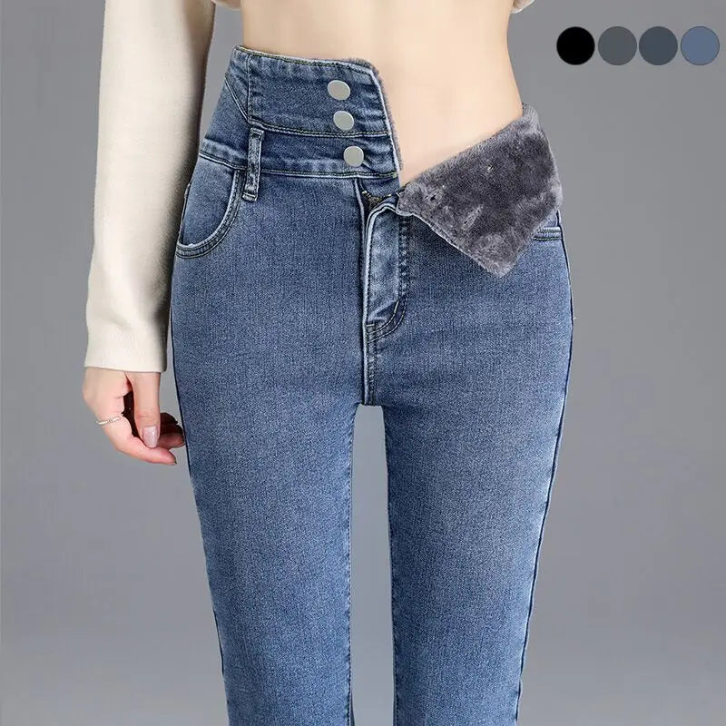 Thermal Fleece High-Waist Skinny Jeans