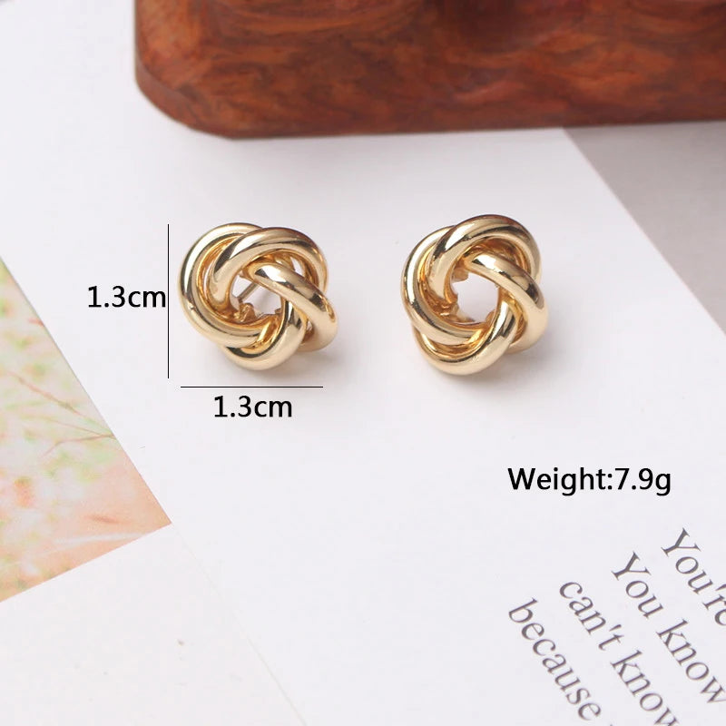 Tiny Gold Twist Round Stud Earrings