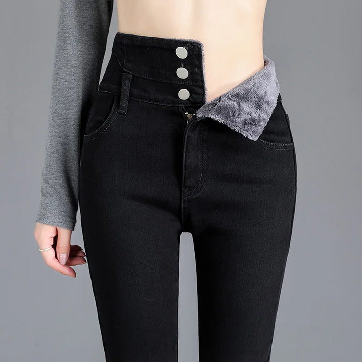 Thermal Fleece High-Waist Skinny Jeans