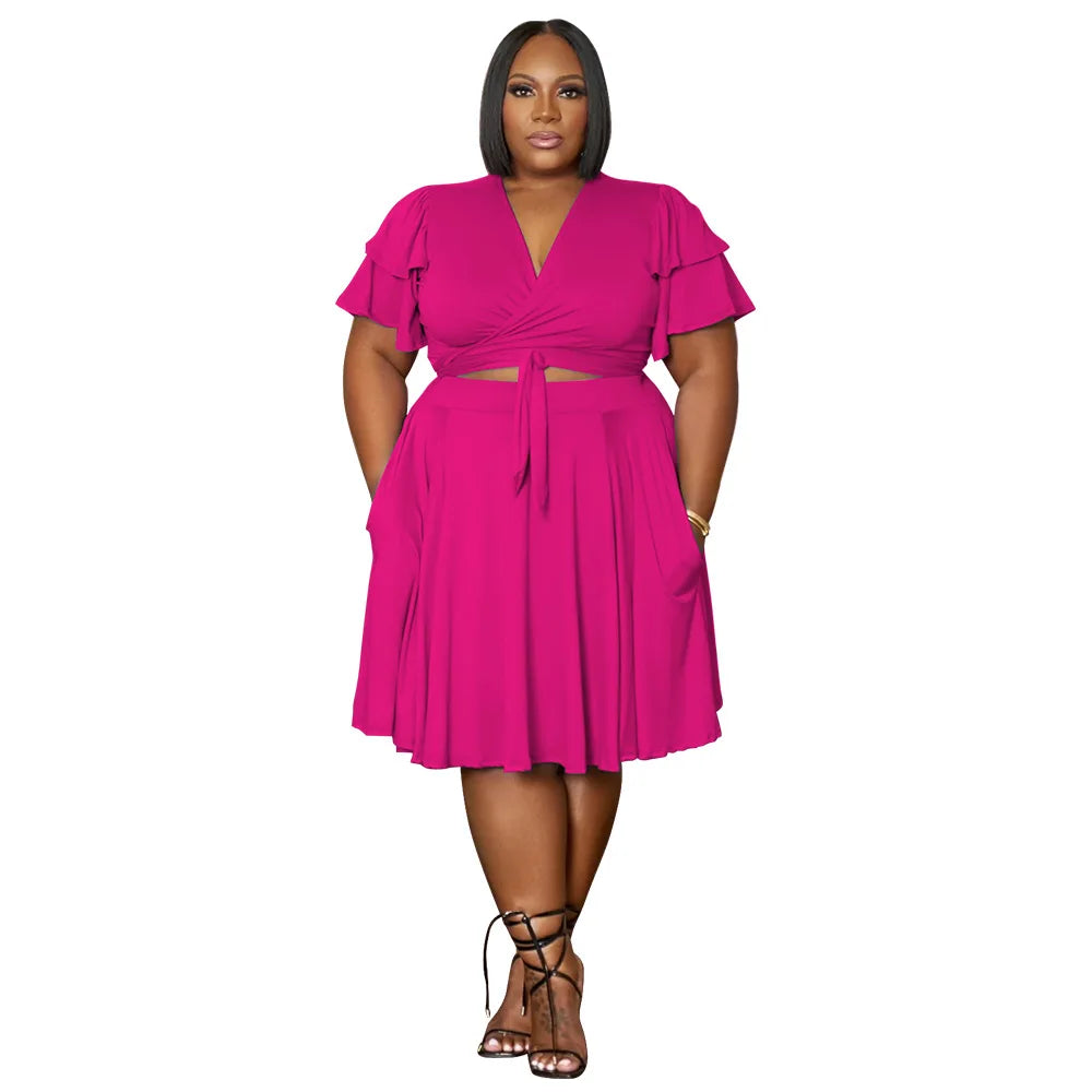 Plus Size Ruffle Matching Set