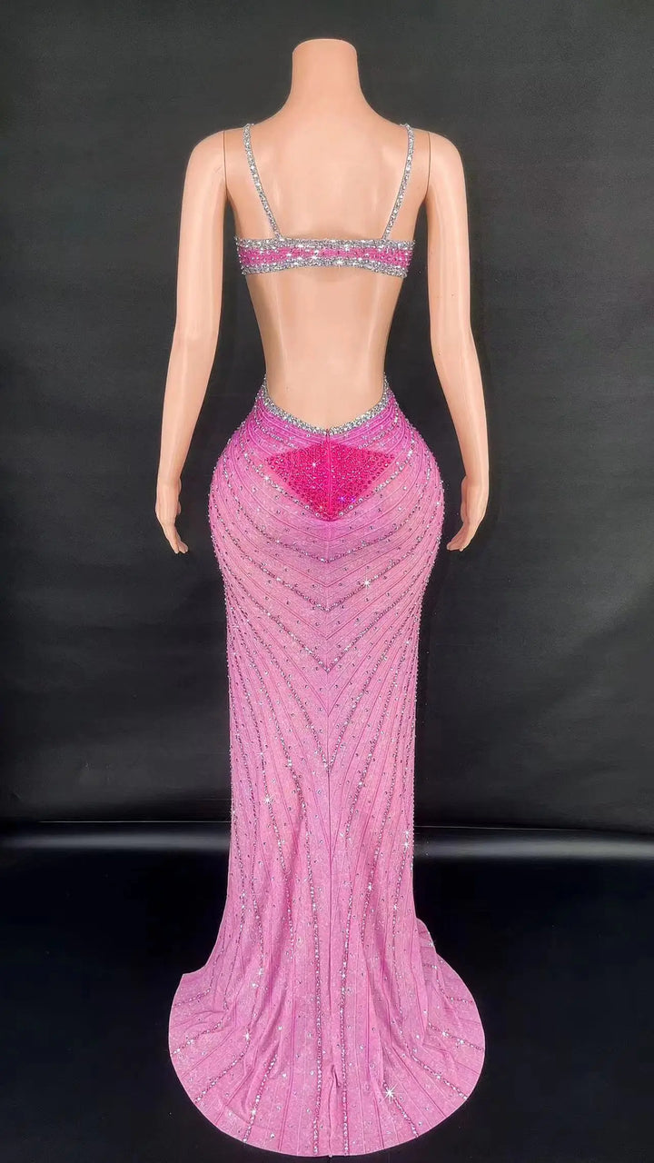 Backless Sparkly Rhinestone Sexy Dress