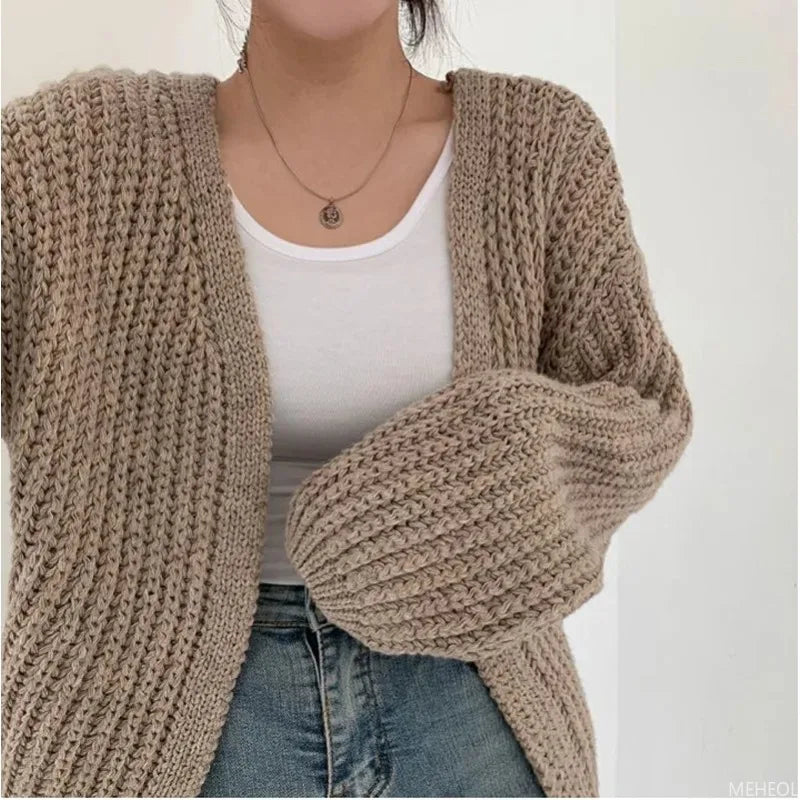 Casual V-neck Knit Cardigan Sweater