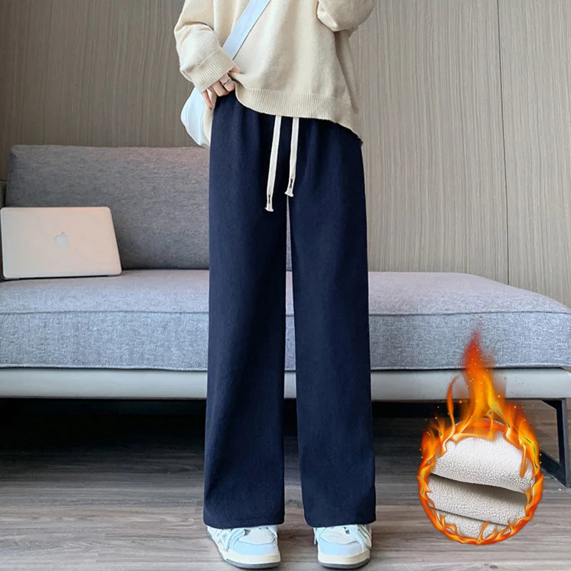 Elastic Waist Wide Leg Long Pants