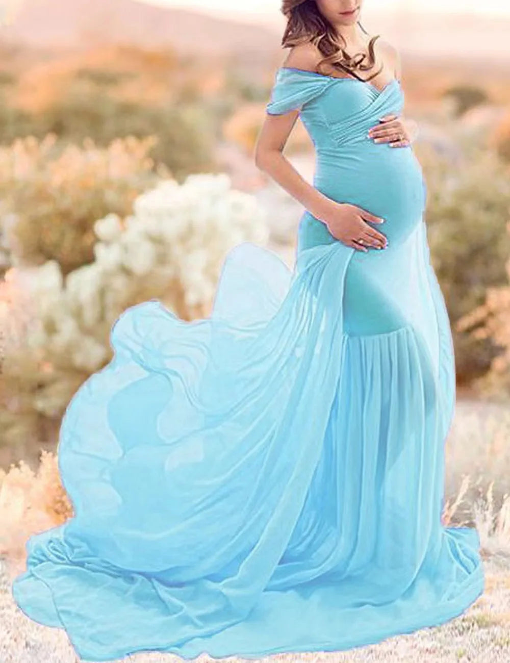 Elegant Off-Shoulder Maternity Gown