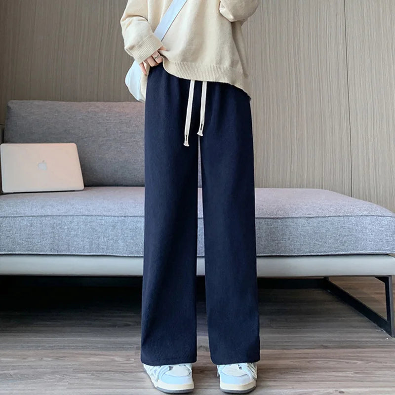 Elastic Waist Wide Leg Long Pants