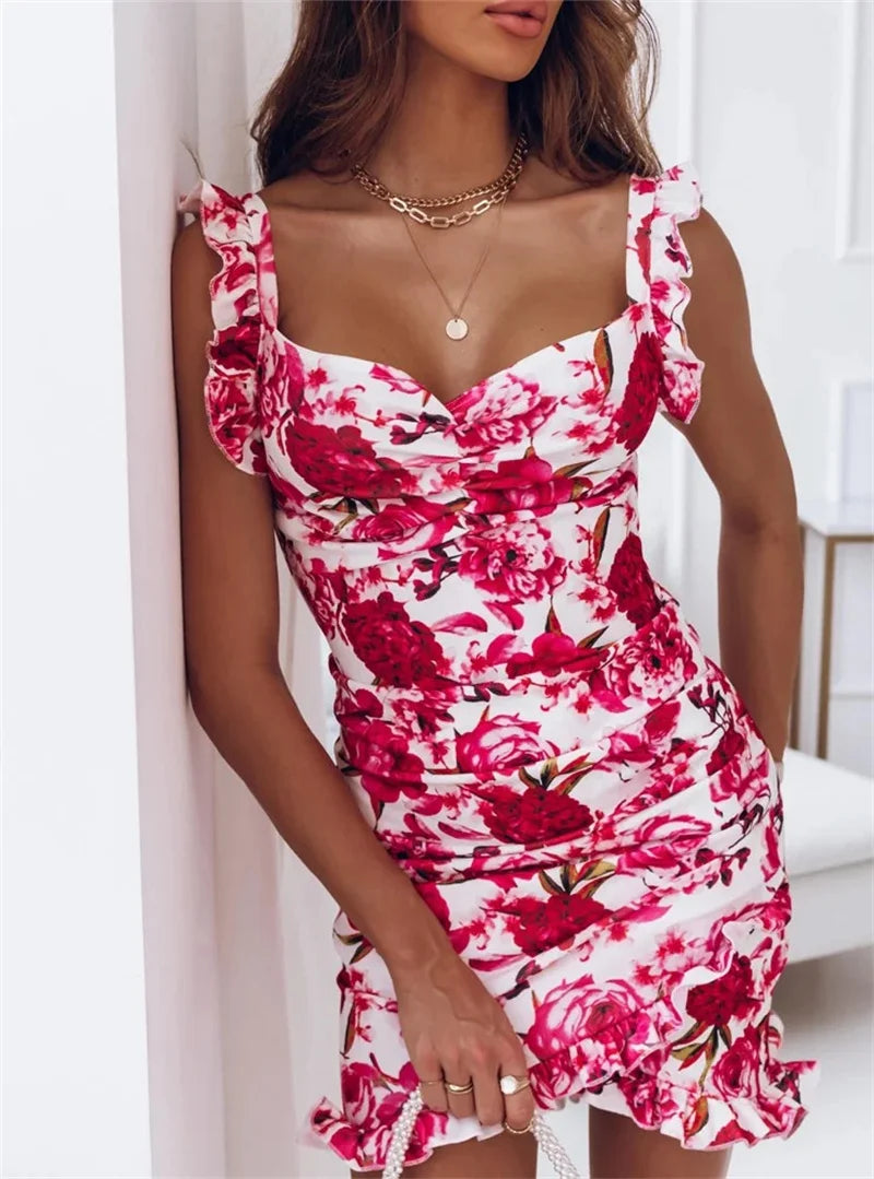 Sexy V-Neck Sleeveless Floral Sundress