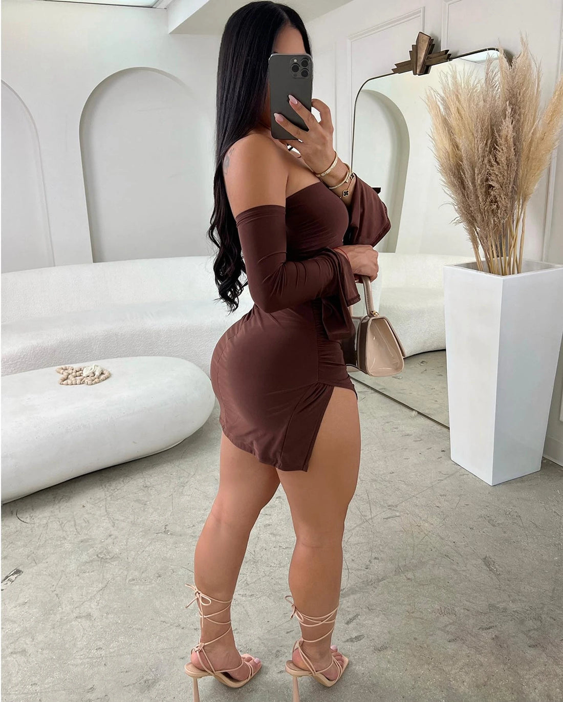 Black Strapless Backless Off-Shoulder Bodycon Mini Dress