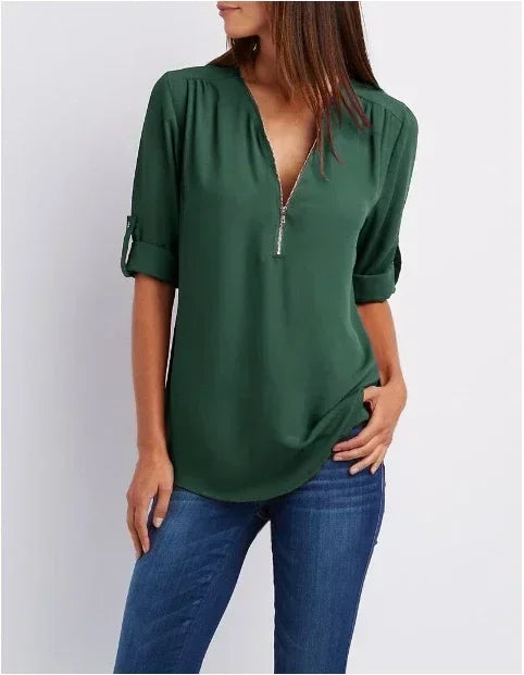 Summer V-Neck Loose Blouse