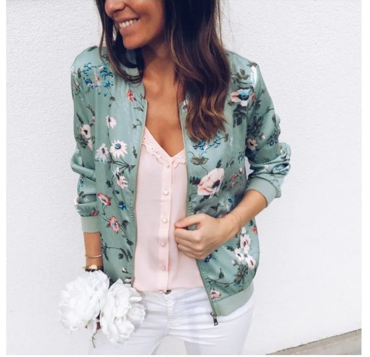 Elegant Women Zipper Bomber Jacket