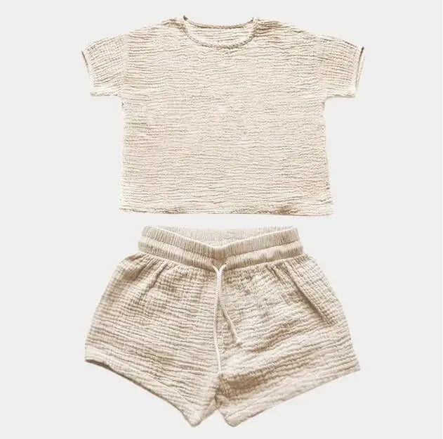 Summer Girls Muslin Cotton Shirt and Shorts Set