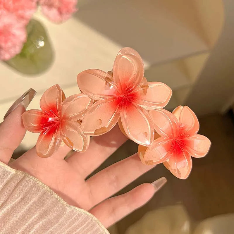 Gradient Flower Hair Claw Clips