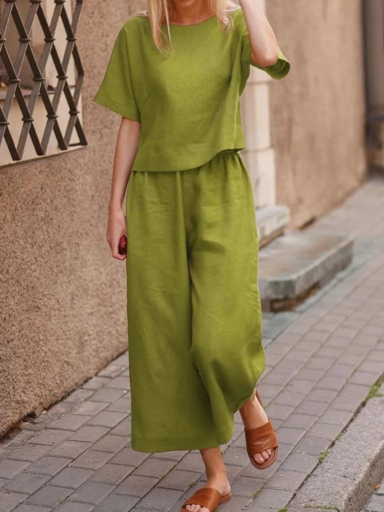 Casual Solid Two-Piece Set