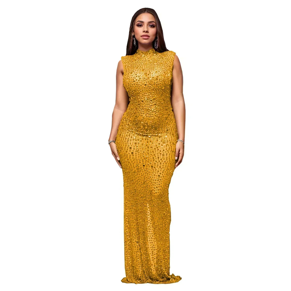 Rhinestone Bodycon Maxi Dress