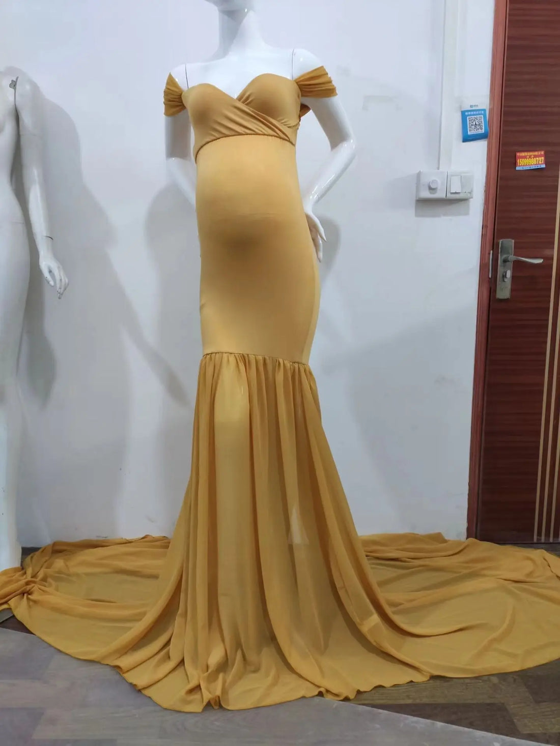 Elegant Off-Shoulder Maternity Gown