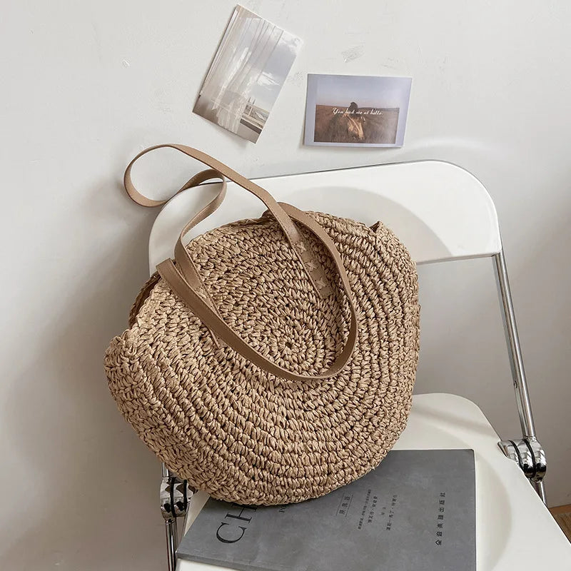 Summer Round Straw Shoulder Bag