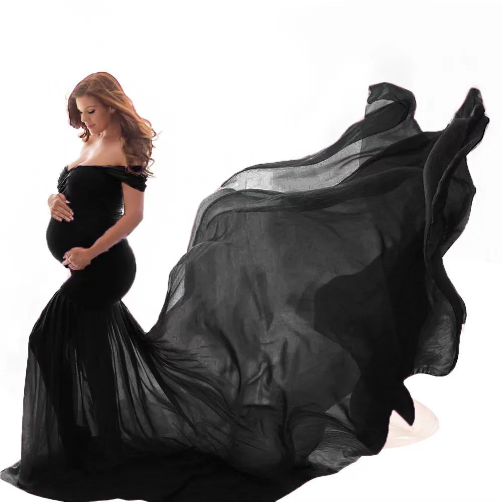 Elegant Off-Shoulder Maternity Gown