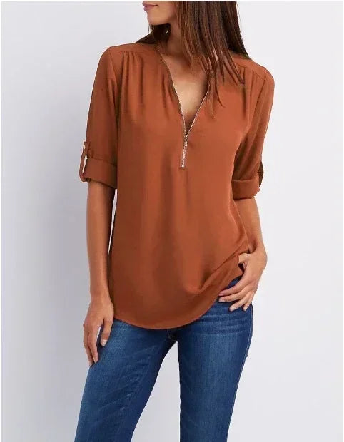 Summer V-Neck Loose Blouse