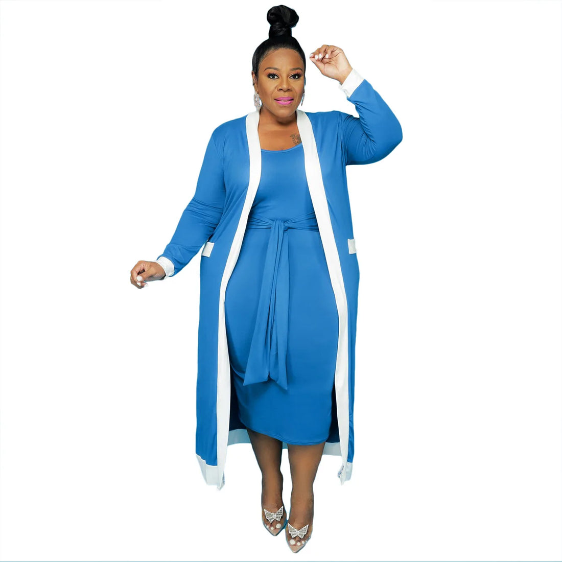 Plus Size Women’s Two-Piece Coat & Dress Set