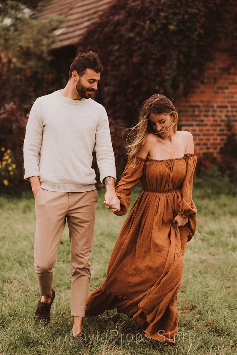 Off-Shoulder Boho Maternity Gown