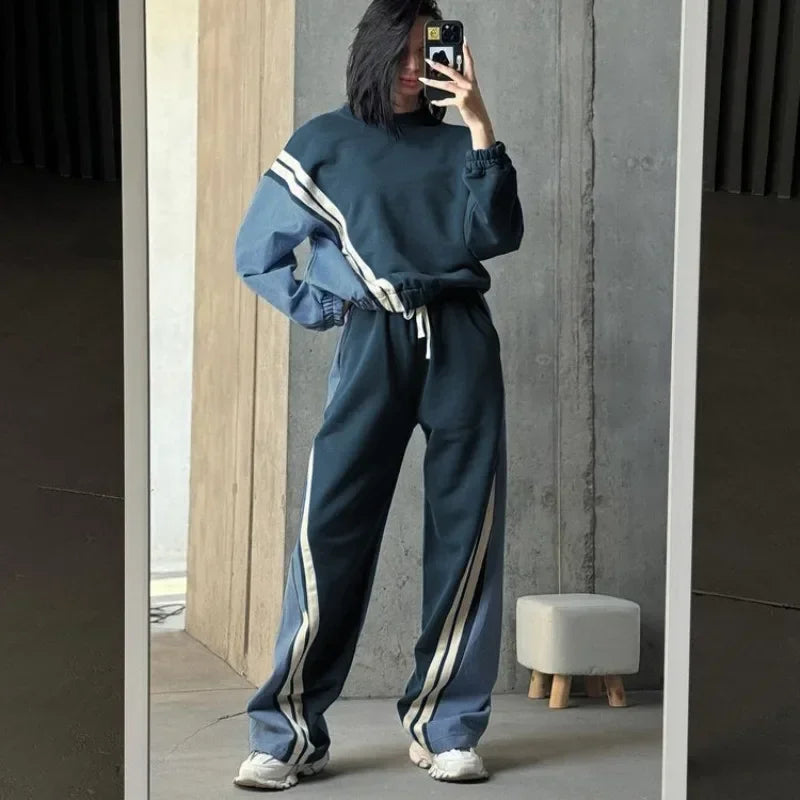 Stylish Patchwork Sweatpants Set