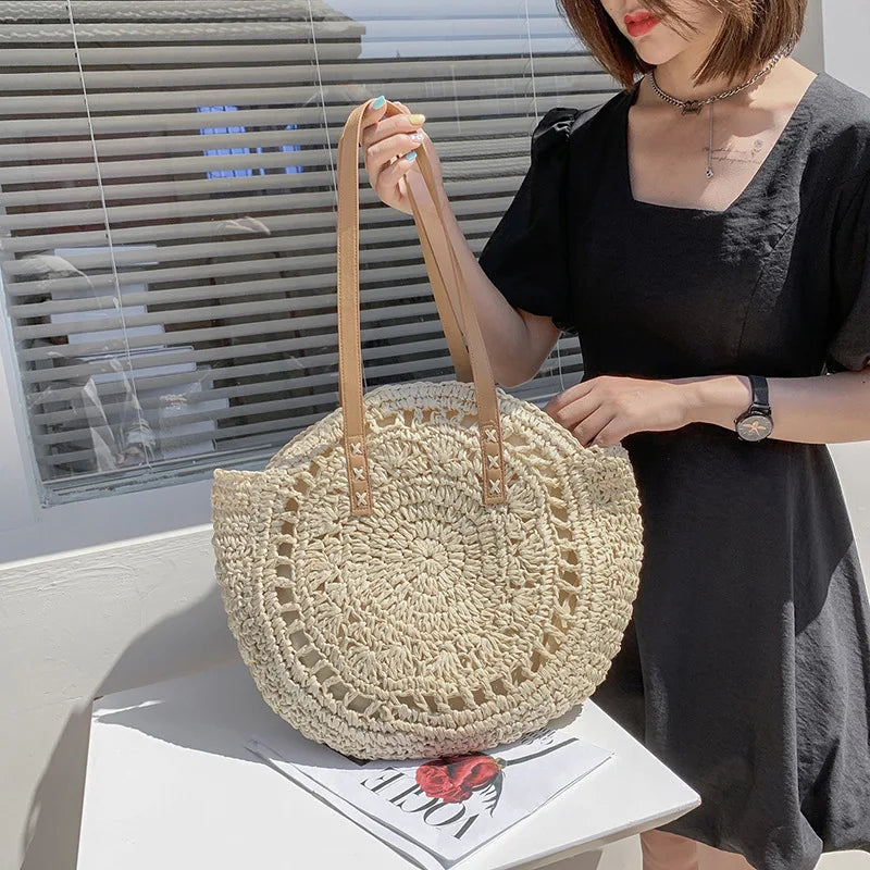 Summer Round Straw Shoulder Bag