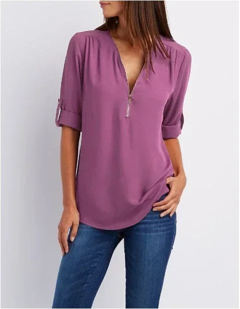 Summer V-Neck Loose Blouse