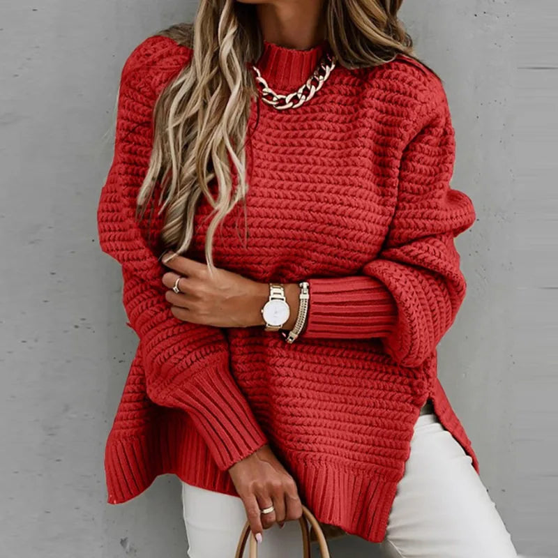 Casual V-neck Knitted Pullover Sweater