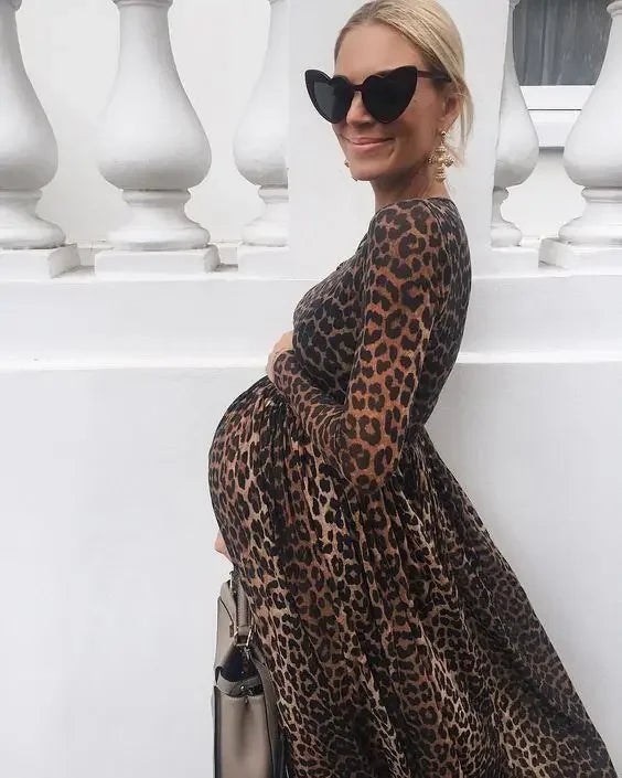 Elegant Long-Sleeve Maternity Dress