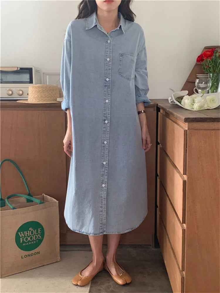 Casual Denim Shirt Dress