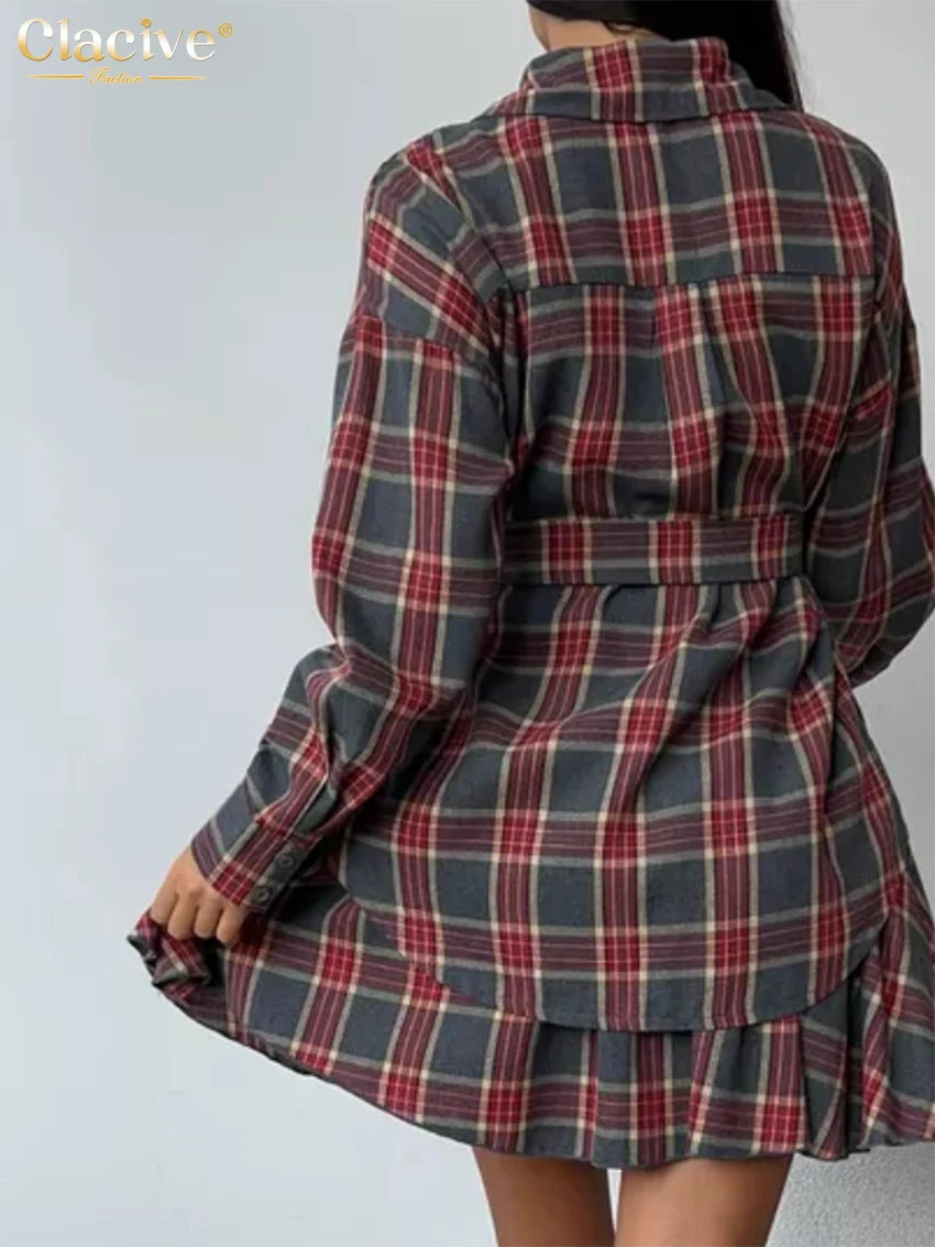 Plaid Two-Piece Shirt and Skirt Set