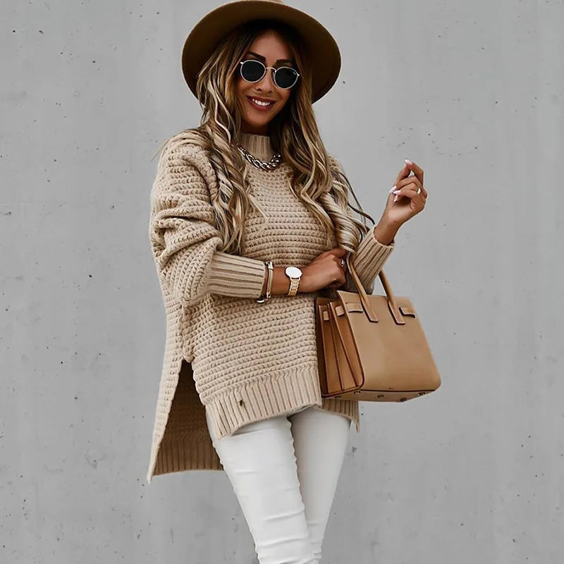 Casual V-neck Knitted Pullover Sweater