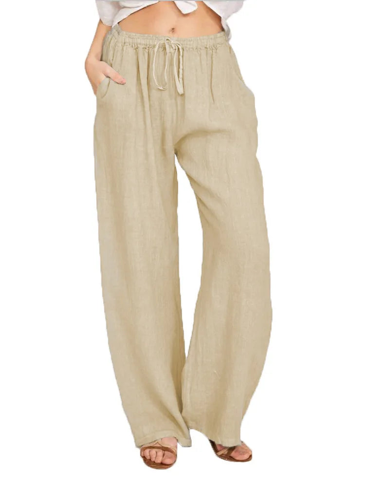 Casual Women's Loose Cotton Hemp Pants for Summer and Autumn