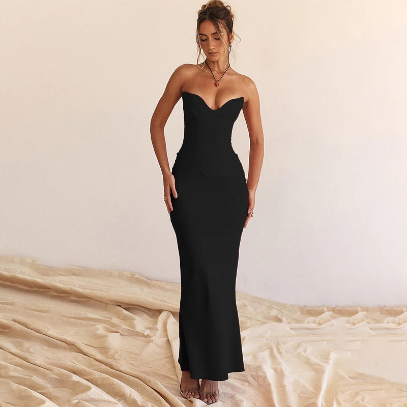 Sexy Corset Tube Sleeveless Midi Dress