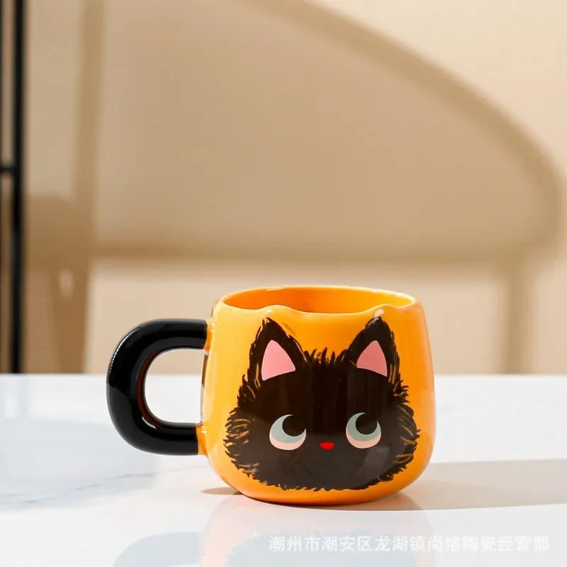 Cute Cat Ceramic Mug with Spoon