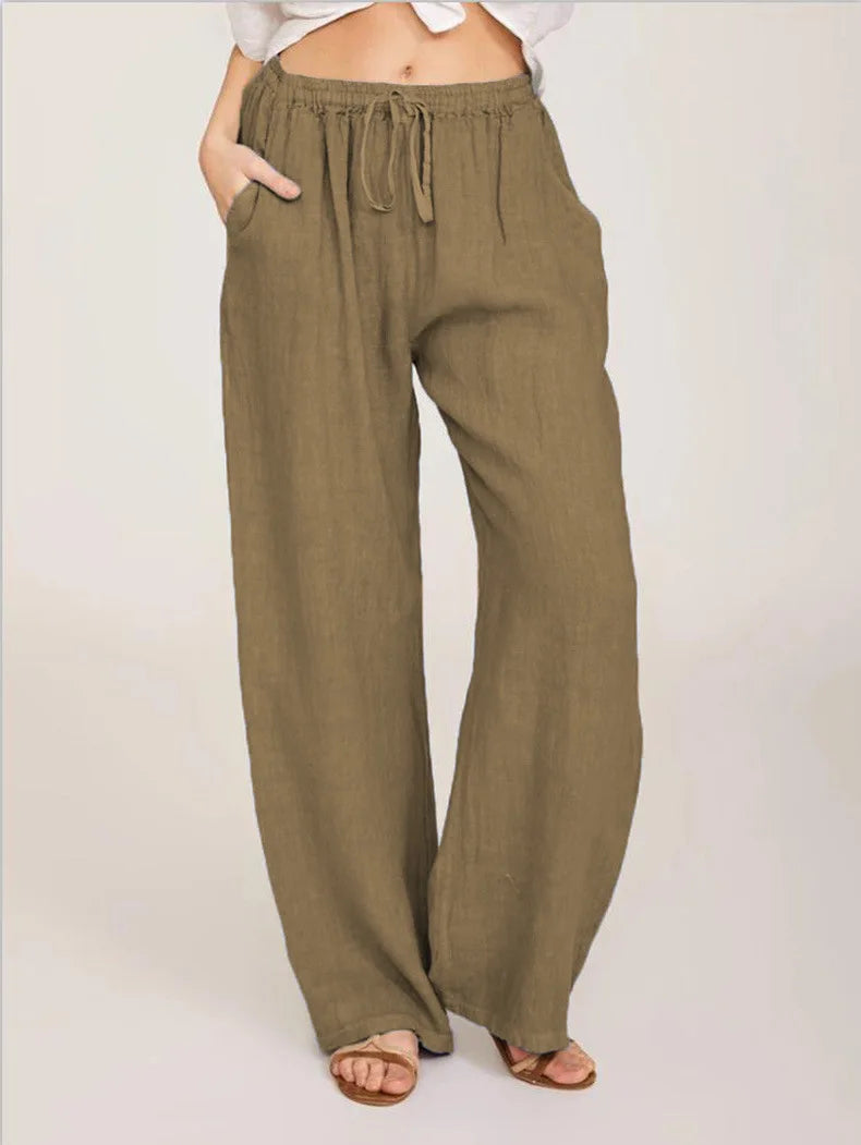 Casual Women's Loose Cotton Hemp Pants for Summer and Autumn