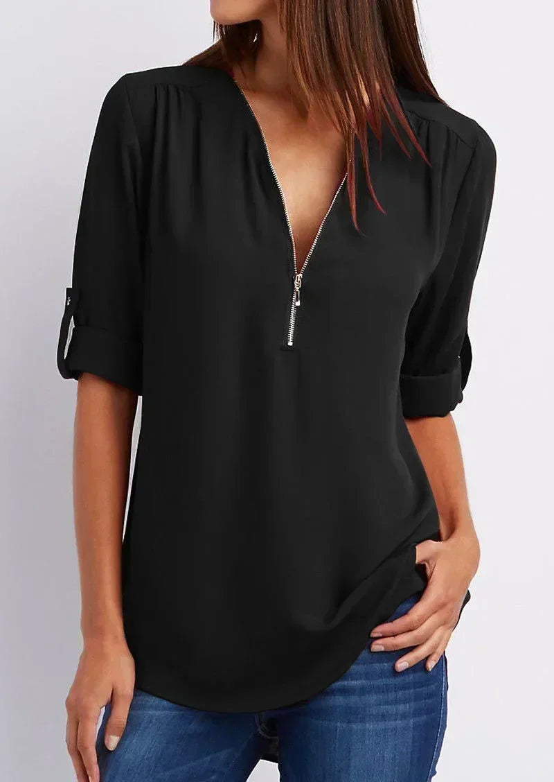 Summer V-Neck Loose Blouse