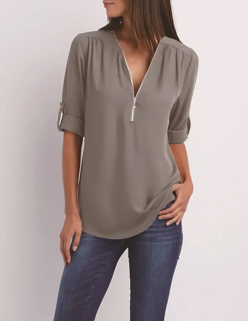 Summer V-Neck Loose Blouse