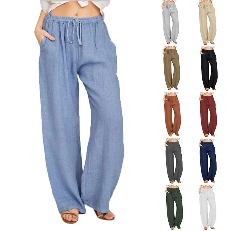 Casual Women's Loose Cotton Hemp Pants for Summer and Autumn